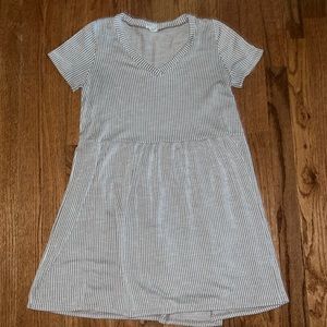 Caution To The Wind Brown & White Striped Short Sleeve Dress Women’s Size Small